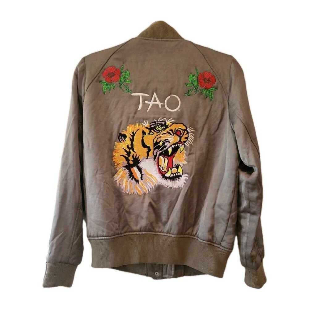 Abercrombie Fitch Jacket Bomber VTG Embroidered Tiger Tao Mens M Japan Y2K